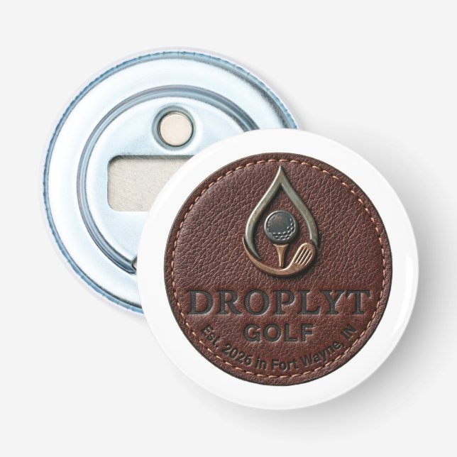 Décapsuleur Droplyt Golf Signature Logo Button Bottle Opener (Devant)