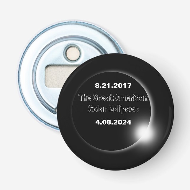 Décapsuleur Éclipse solaire double datée 2024 & 2017 (Devant)