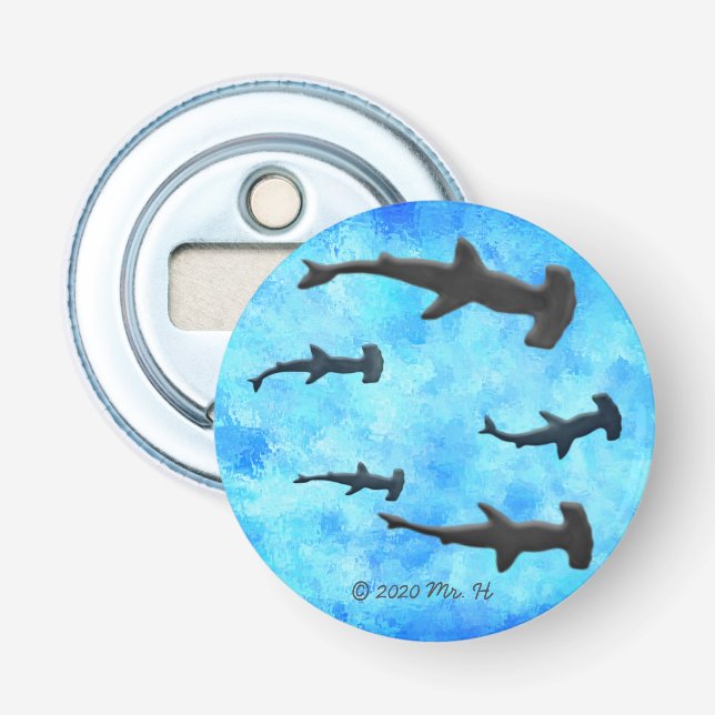 Décapsuleur École de requins à tête de marteau à Silhouette (Devant)