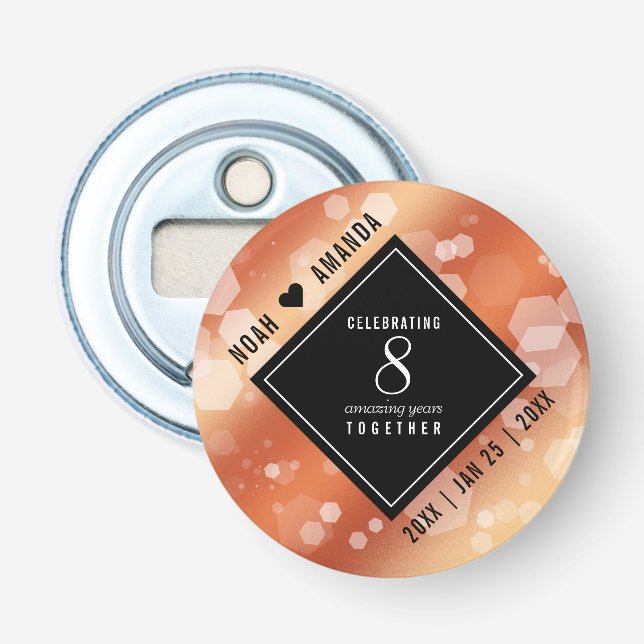 Décapsuleur Élégant 8ème anniversaire de Mariage de bronze (Devant)