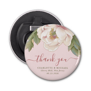 Décapsuleur Elégant Blush Peony Floral Merci Mariage Faveur