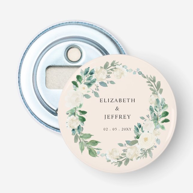 Décapsuleur Elégant Boho été printemps ivoire Mariage floral (Devant)