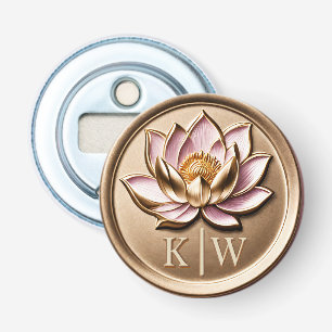 Décapsuleur Élégant Faux 3D doré rose Lotus or Monogramme