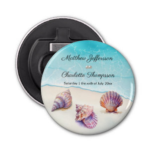Décapsuleur Elégant Plage Mariage Coquillages Perles Nautiques