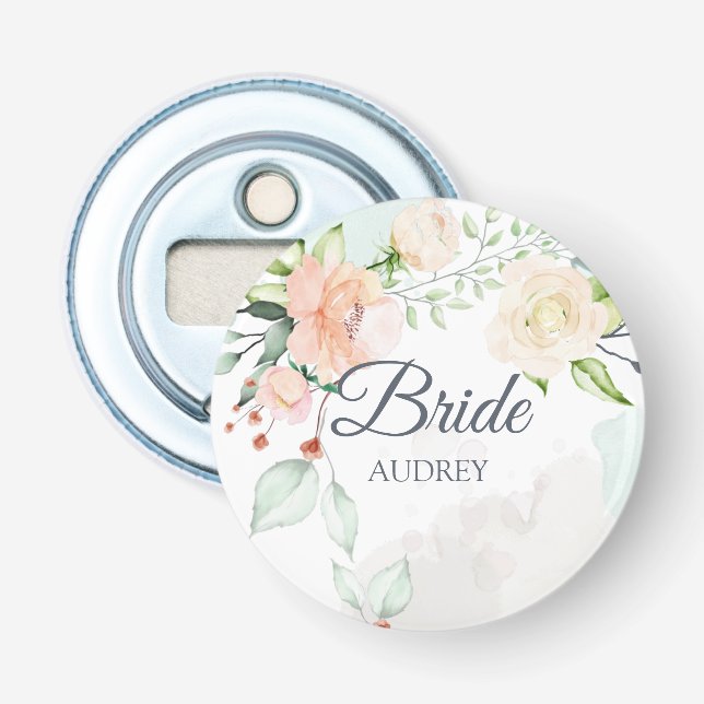 Décapsuleur Elégante aquarelle Floral Bride personnalisée (Devant)