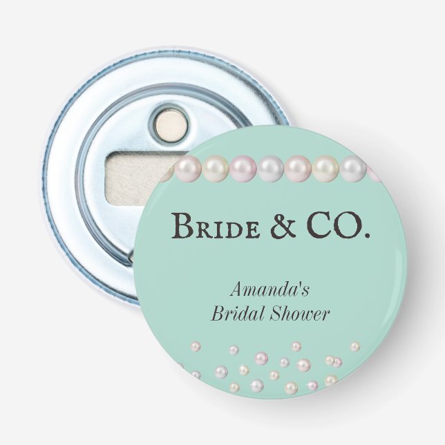 Décapsuleur Elégante Mariée & Co Turquoise Blue Pearl Fête des (Devant)