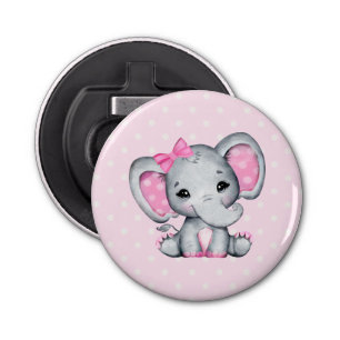 Décapsuleur Eléphant de bébé rose mignon avec oreilles Poka Do