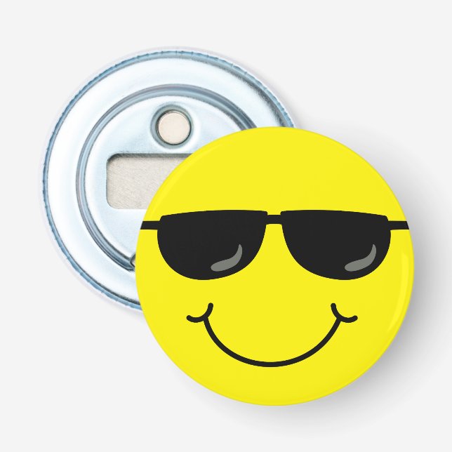 Décapsuleur Emoji frais font face avec des lunettes de soleil (Devant)