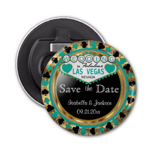 Décapsuleur Enregistrer la date Las Vegas Style - Turquoise