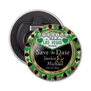 Décapsuleur Enregistrer la date Las Vegas Style - Vert
