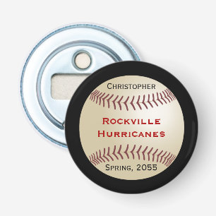 Décapsuleur Équipe de baseball, Bleu, Nom, bouton magnétique
