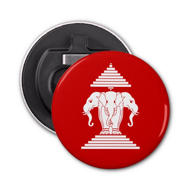 Décapsuleur Erawan: Trois éléphants en tête Lao / Drapeau Laos (Devant)