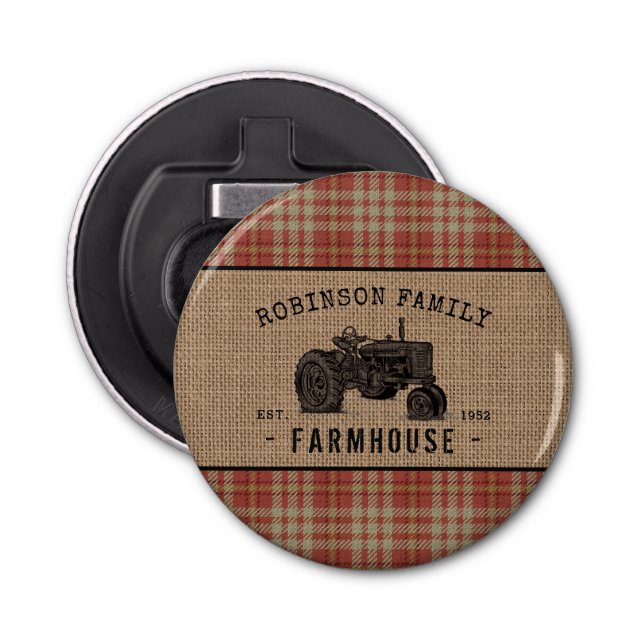 Décapsuleur Family Farmhouse Rustic Tractor Red Plaid (Devant)