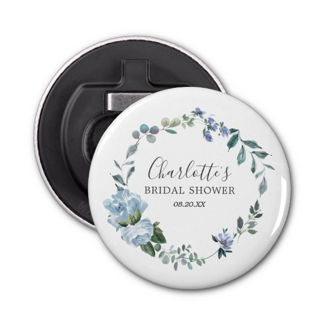 Décapsuleur Faveur de mariage floral bleu poussiéreux (Devant)
