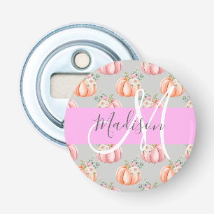 Décapsuleur Féminin Floral Gris Rose Pêche Citrouille Monogram