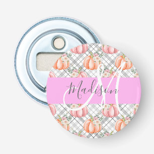 Décapsuleur Féminin Floral Gris Rose Pêche Citrouille Monogram