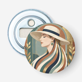 Décapsuleur Femme avec chapeau de soleil art déco