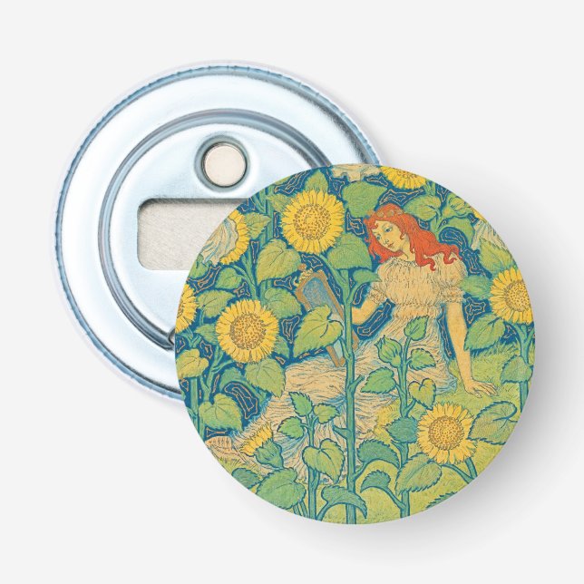 Décapsuleur Femme-fille de fleurs dans le jardin de tournesol (Devant)