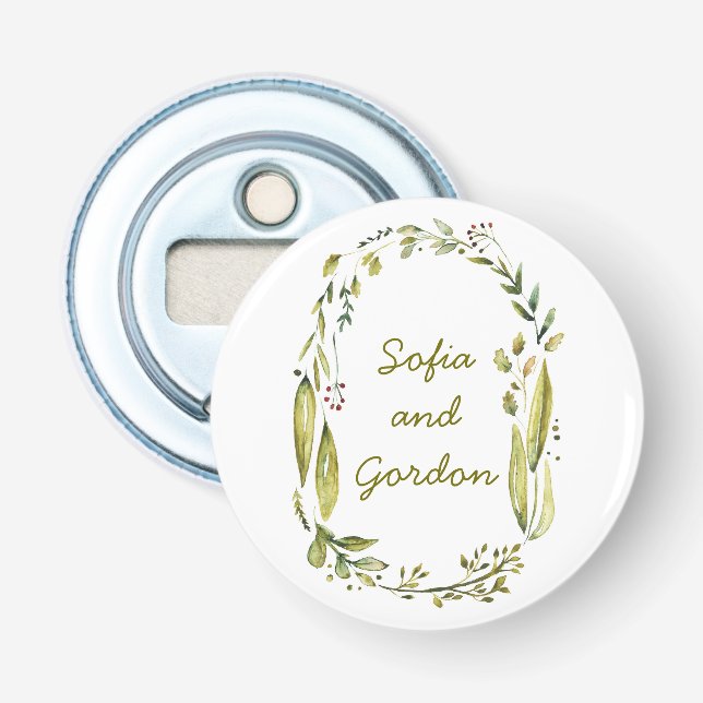 Décapsuleur feuille et branches de région boisée d'aquarelle (Devant)