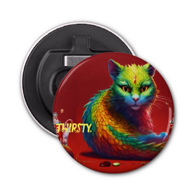 Décapsuleur "Fierce Elegance : Rouge Dragon Cat Mouse Round (Devant)
