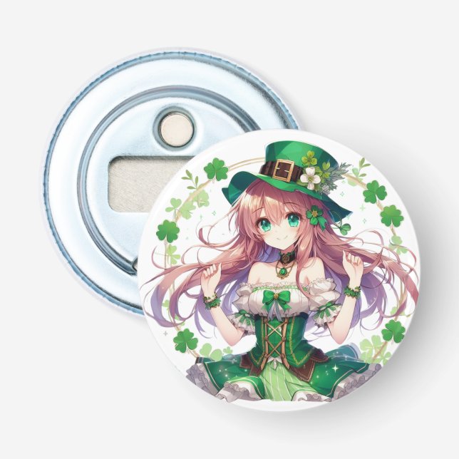 Décapsuleur Fille d'anime de la Saint Patrick's Day (Devant)
