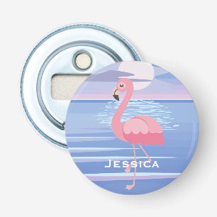 Décapsuleur Flamant rose d'île tropicale personnalisée