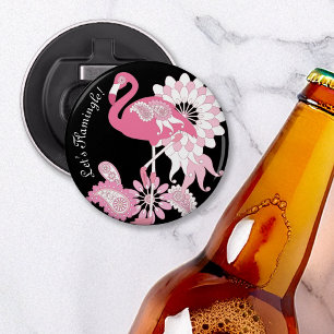 Décapsuleur Flamant rose moderne noir rose