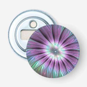 Décapsuleur Fleur Abstraite colorée rose bleu vert fractal