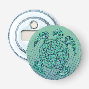 Décapsuleur Fleur de vie / Blume des Lebens tortue turquoise