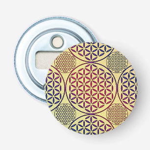 Décapsuleur Fleur de vie - motif de grunge de timbre 1