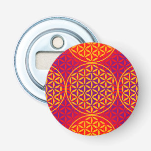 Décapsuleur Fleur de vie - motif de timbre - rose orange