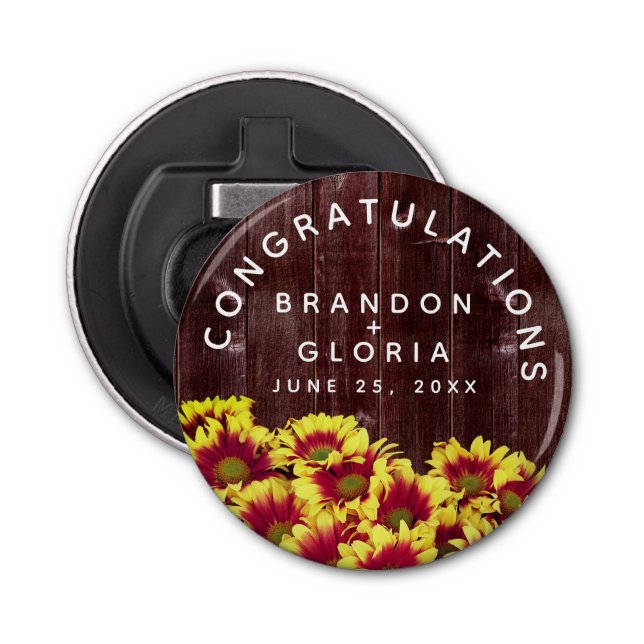 Décapsuleur Fleurs de soleil d'automne rustiques sur Mariage d (Devant)