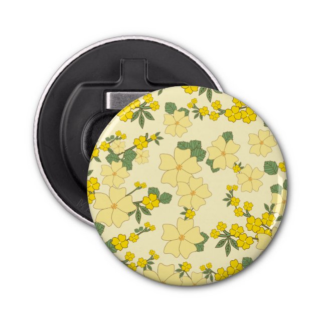 Décapsuleur Fleurs Jaunes, Motif Floral, Motif De Fleurs (Devant)