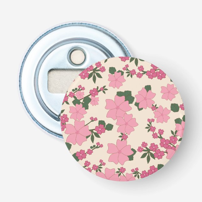Décapsuleur Fleurs Roses, Motif Floral, Motif De Fleurs (Devant)