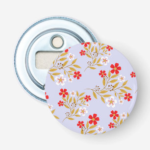Décapsuleur Fleurs rouges jolies de style vintage sur motif bl