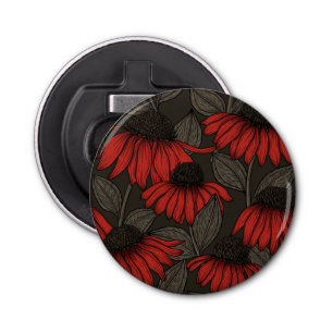 Décapsuleur Fleurs rouges sur marron