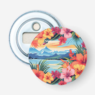 Décapsuleur Fleurs tropicales colorées et paysage