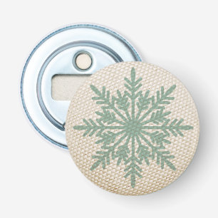 Décapsuleur Flocon de neige broderie rustique look vintage hiv