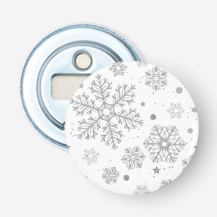 Décapsuleur Flocons d'argent sur fond blanc