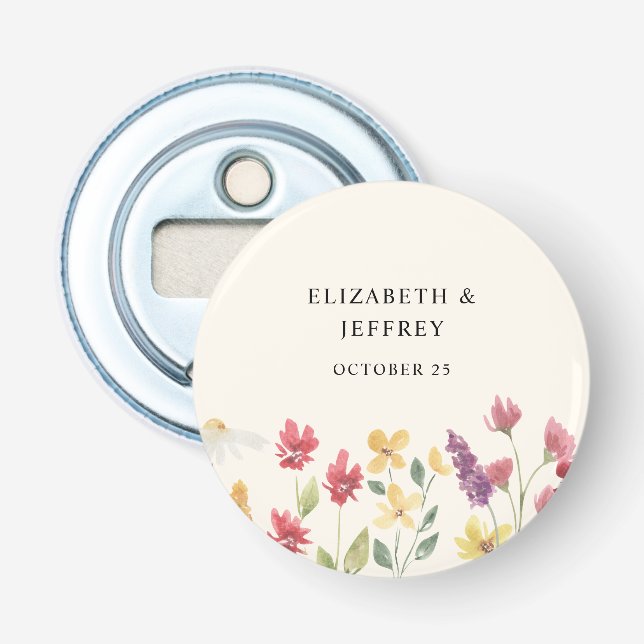 Décapsuleur Floral Elegant Boho Fleur sauvage d'été Mariage (Devant)