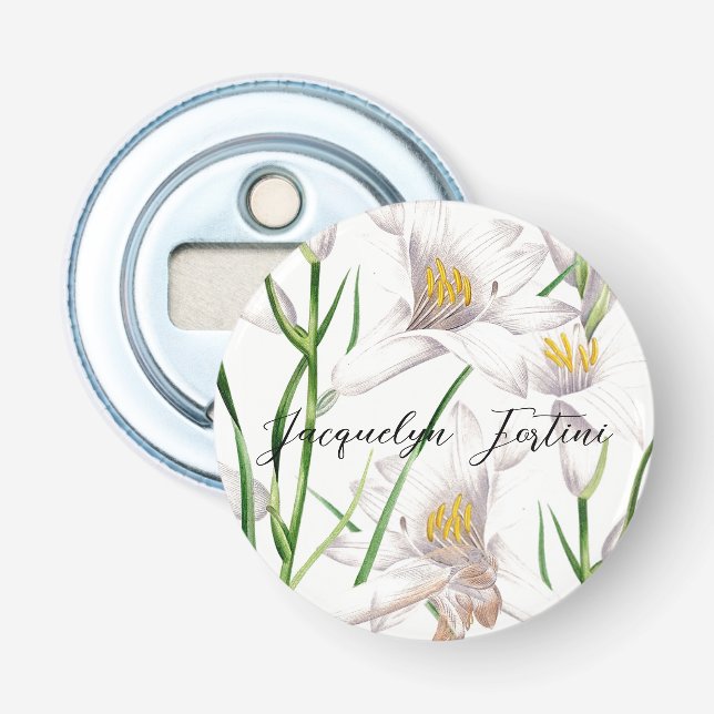 Décapsuleur Floral Elegant Chic Cute Calligraphie Ajouter Nom (Devant)