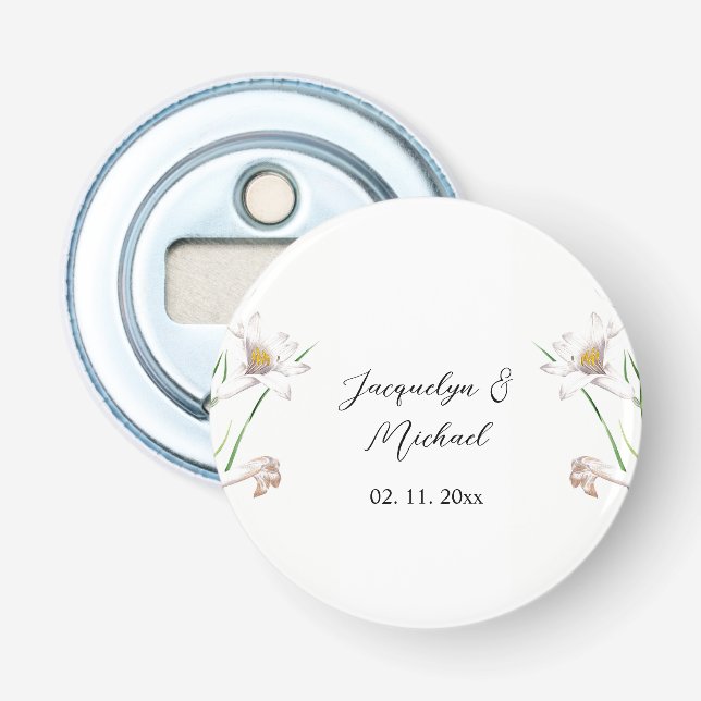 Décapsuleur Floral Elegant Chic Cute Calligraphie Ajouter Nom (Devant)