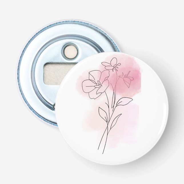 Décapsuleur Floral Whisper – Minimalist Line Art Button (Devant)