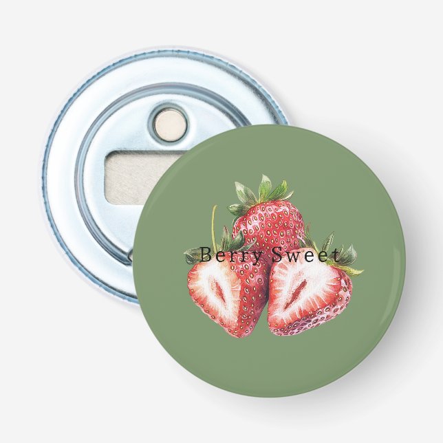 Décapsuleur Fraises Vert Olive Sucrées aux Fruits   (Devant)