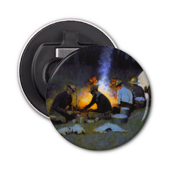 Décapsuleur Frédéric Remington Rustic, le souper des chasseurs (Devant)