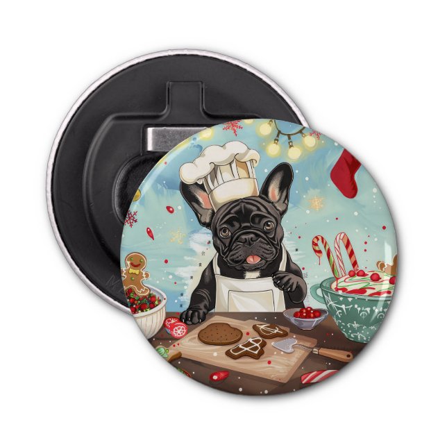 Décapsuleur French Bulldog Holiday Baking : Noël festif (Devant)