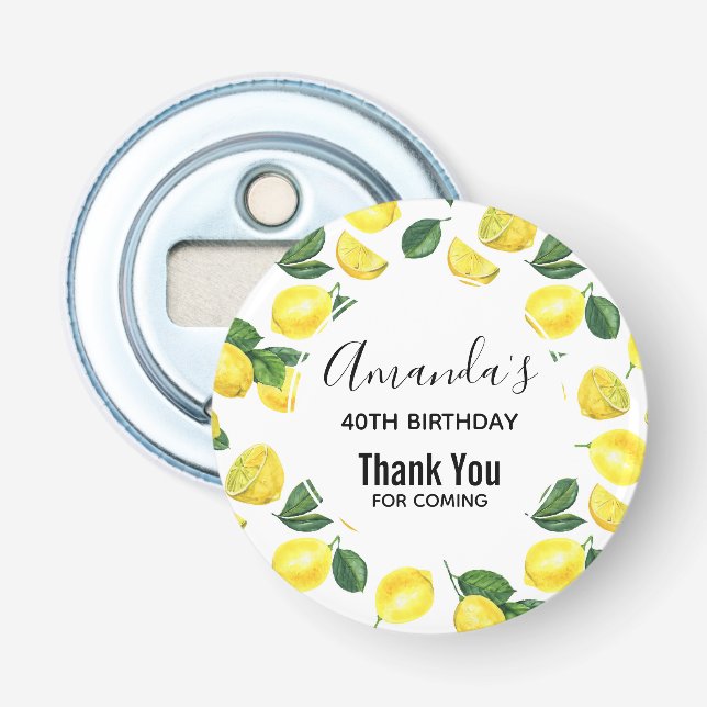 Décapsuleur Fruit Motif d'aquarelle aux citrons jaunes Anniver (Devant)