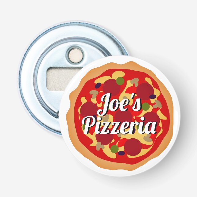 Décapsuleur Funny pepperoni pizza personnalisée ronde magnétiq (Devant)