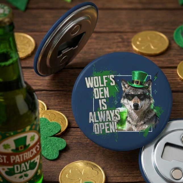 Décapsuleur Funny Wolfs Den Is Always Open St Paddys (Créateur téléchargé)