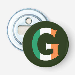 Décapsuleur G Monogramme superposé sur le bocal drapeau irland
